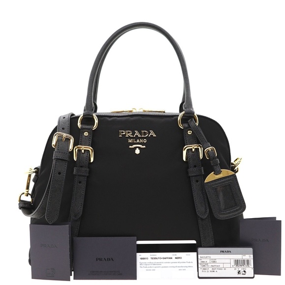 Prada Bauletto Dome Shoulder Bag Black Nylon New - Picture 5 of 8